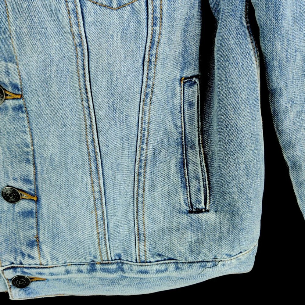 True Religion Faux Shearling Sherpa Denim Trucker Jacket - Picture 5 of 11